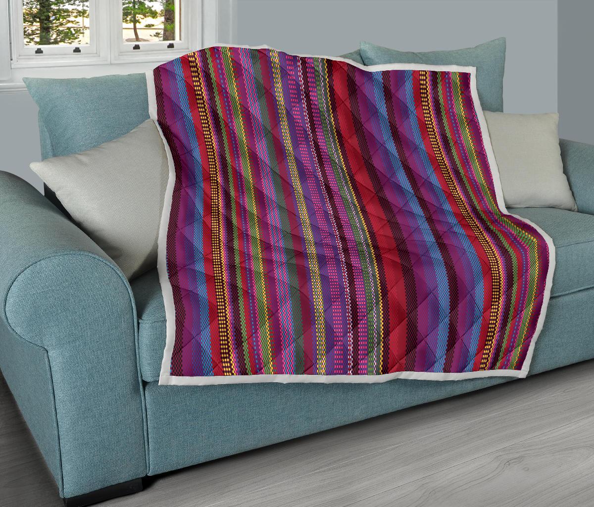 Serape Stripe Print Premium Quilt-JTAMIGO.COM