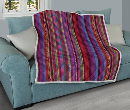 Serape Stripe Print Premium Quilt-JTAMIGO.COM