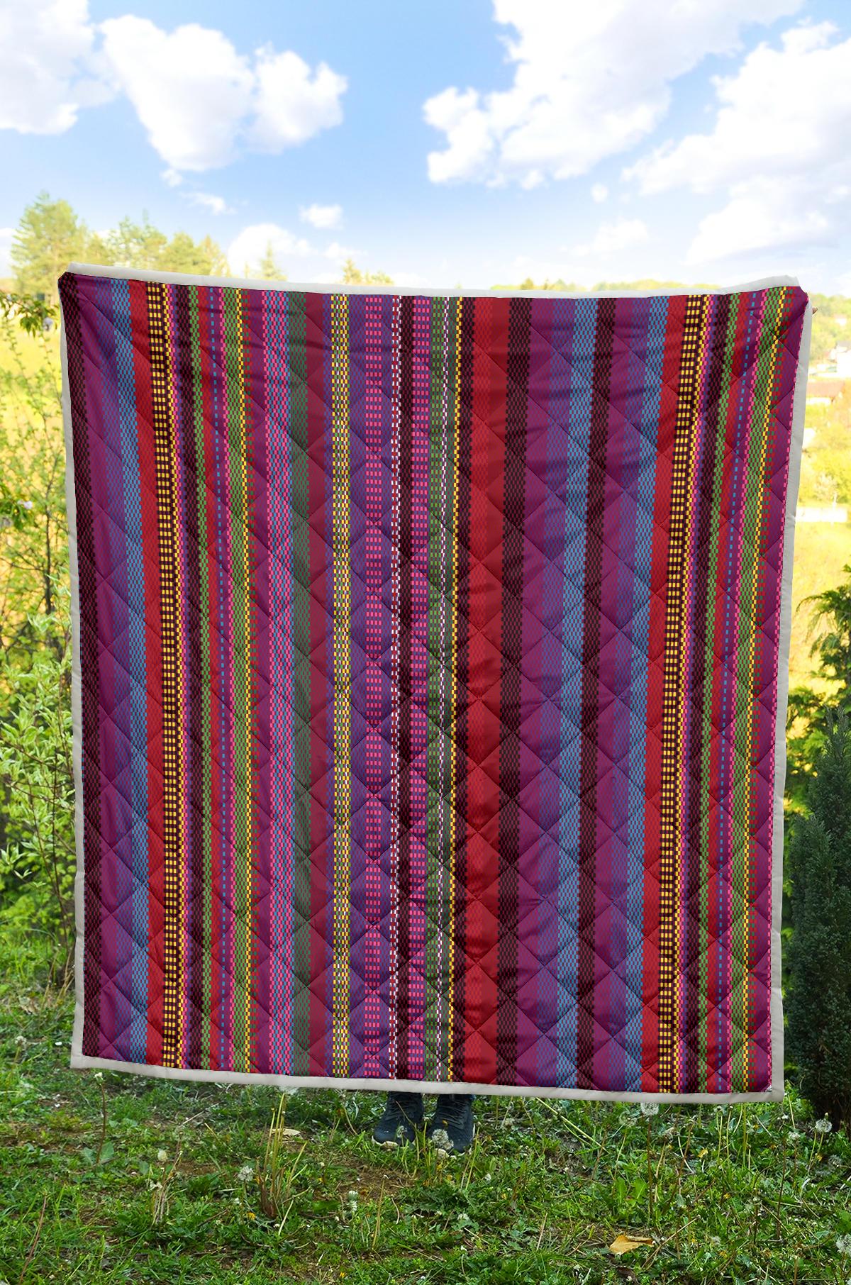 Serape Stripe Print Premium Quilt-JTAMIGO.COM