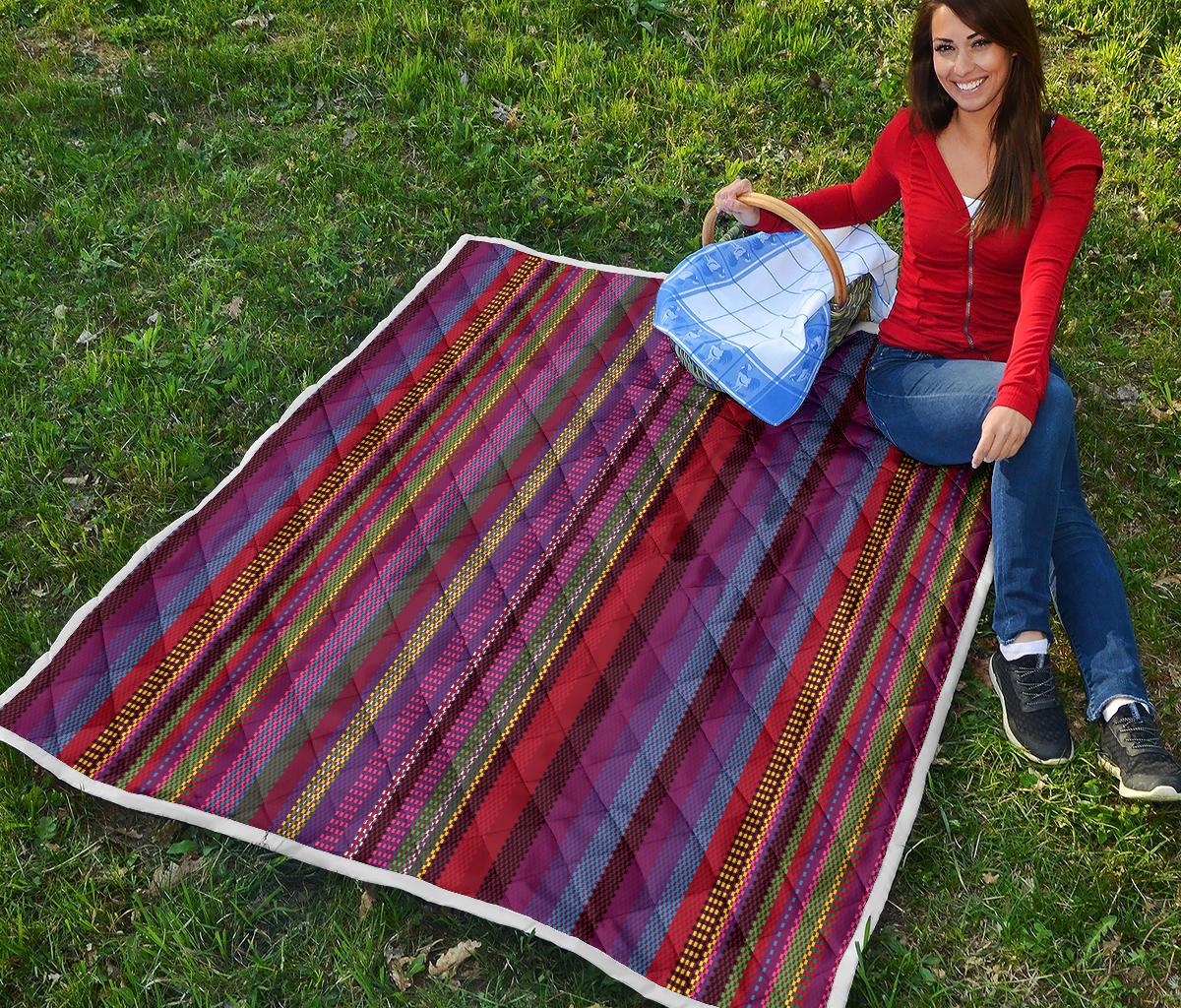 Serape Stripe Print Premium Quilt-JTAMIGO.COM