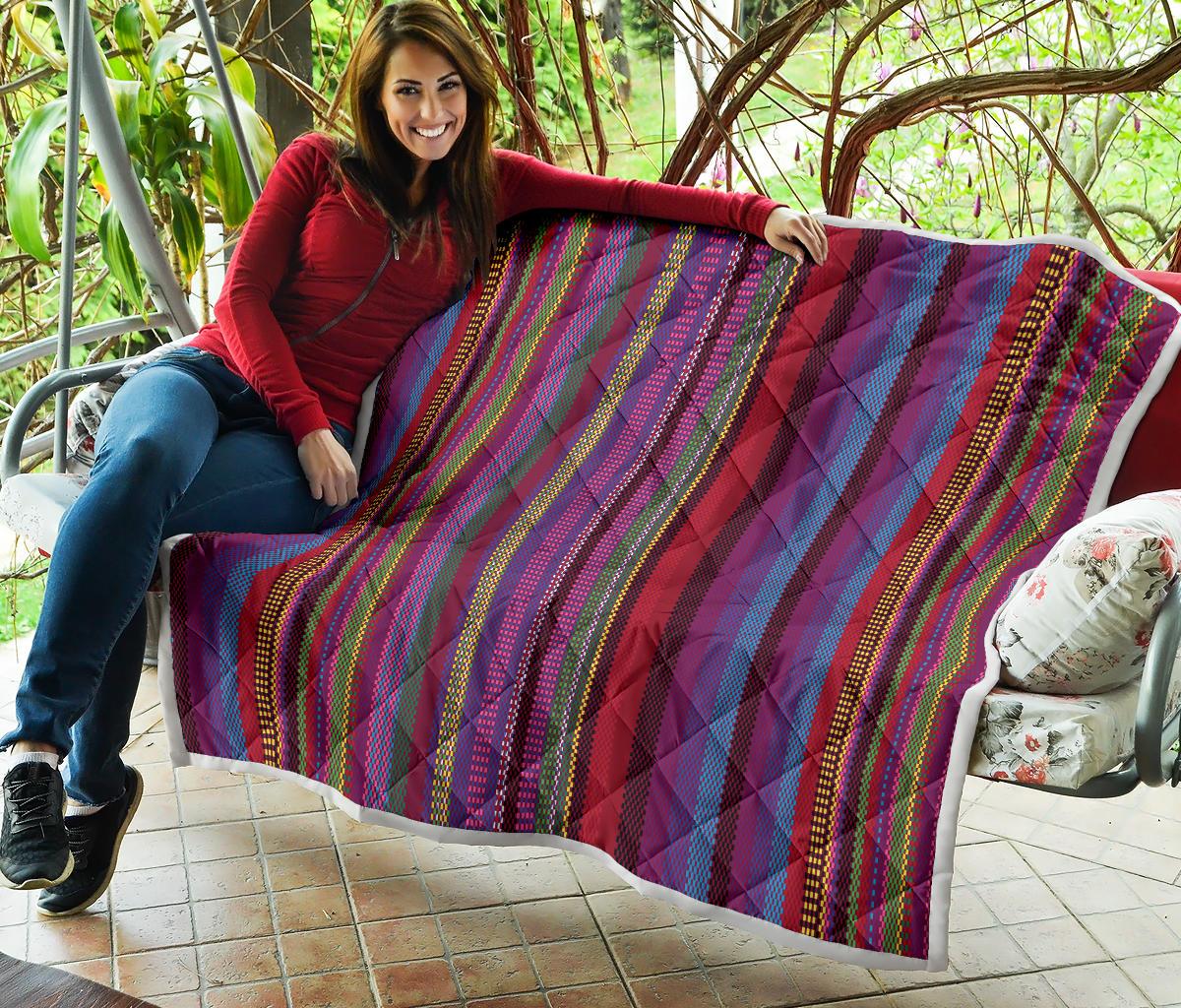 Serape Stripe Print Premium Quilt-JTAMIGO.COM
