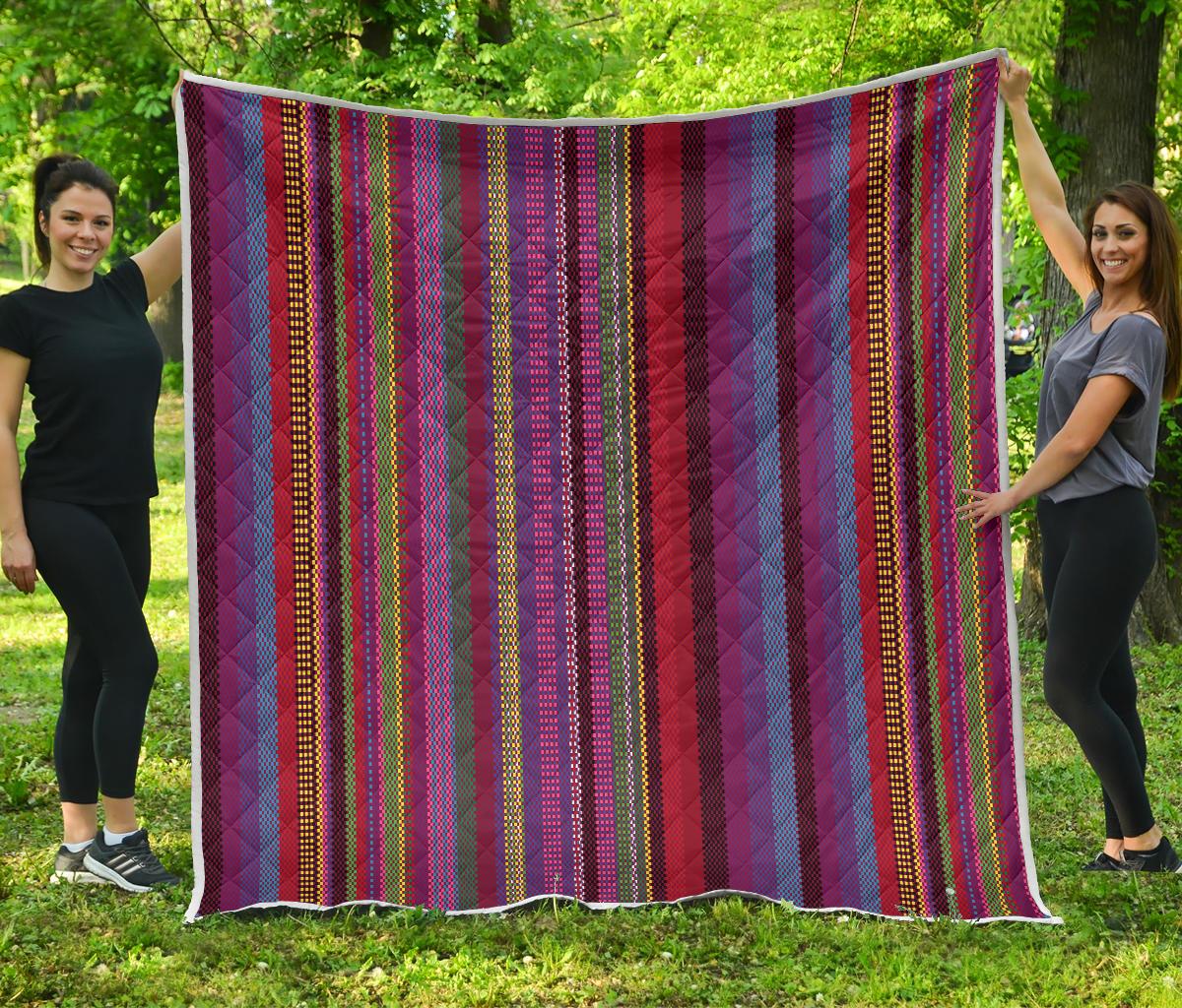 Serape Stripe Print Premium Quilt-JTAMIGO.COM