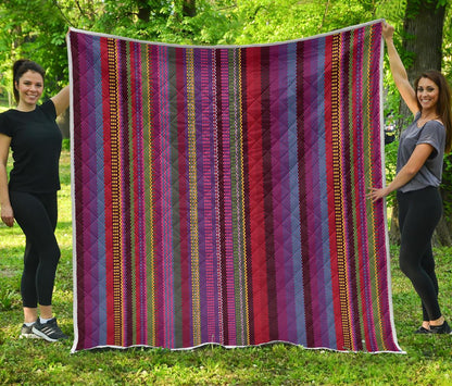 Serape Stripe Print Premium Quilt-JTAMIGO.COM