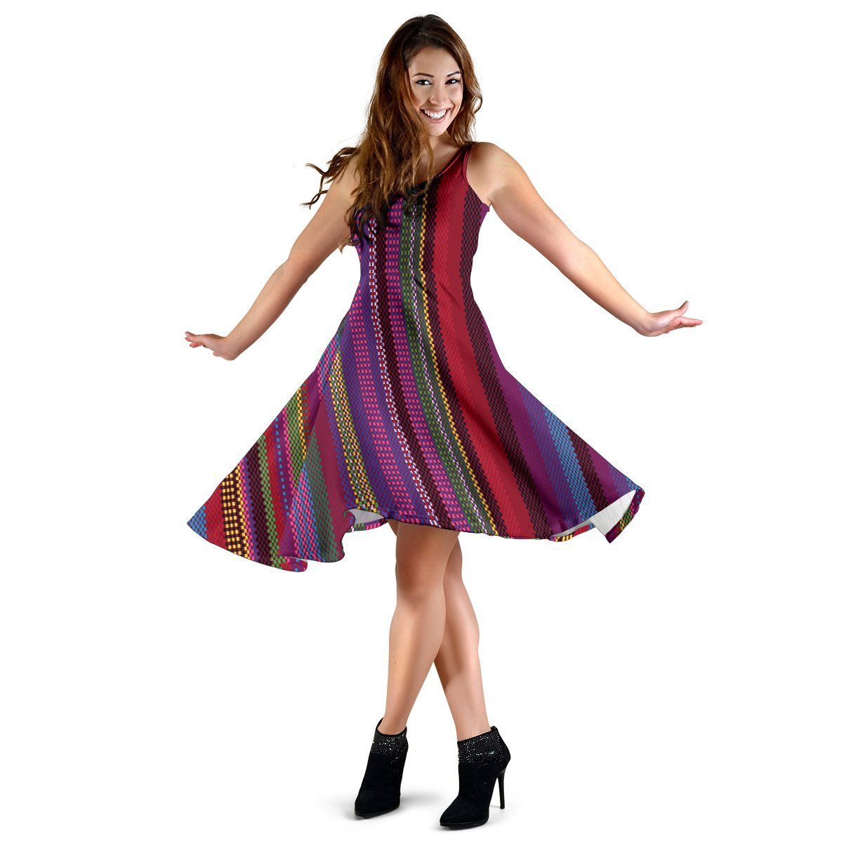 Serape Stripe Print Sleeveless Dress