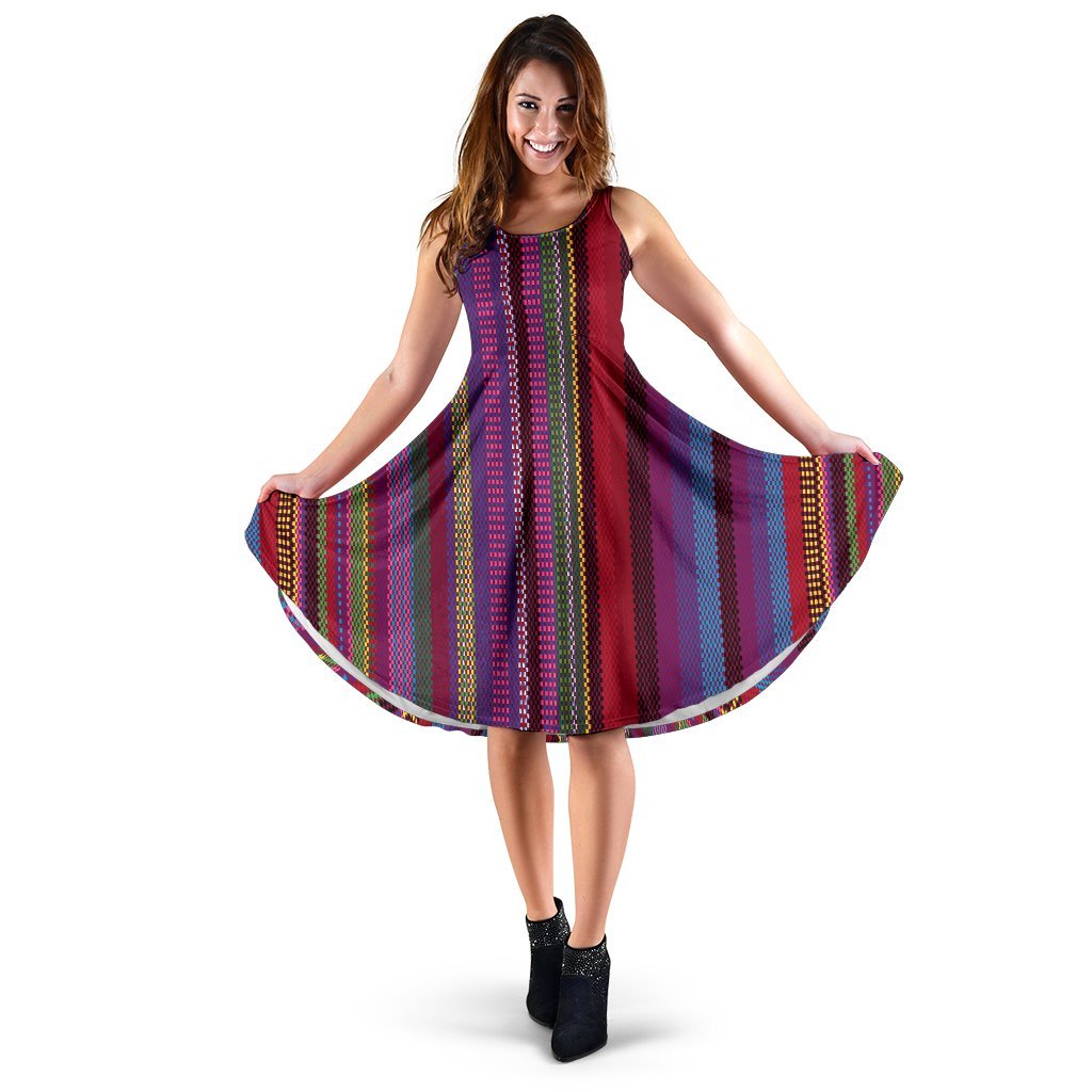 Serape Stripe Print Sleeveless Dress