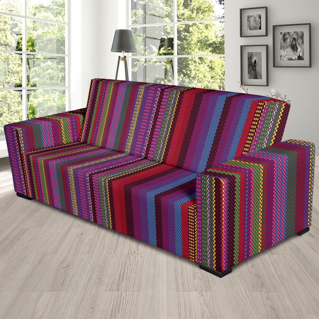 Serape Stripe Print Sofa Slipcover-JTAMIGO.COM