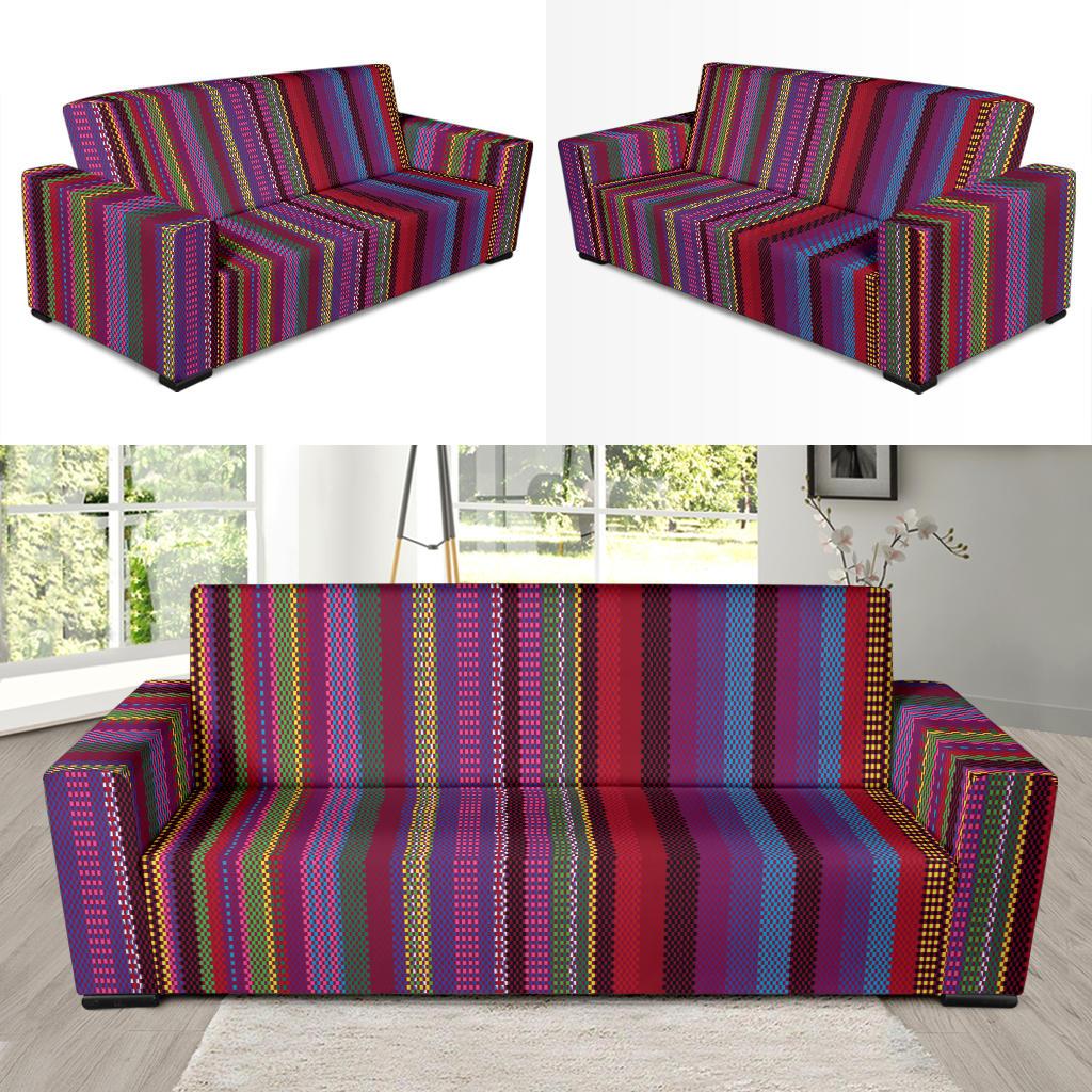 Serape Stripe Print Sofa Slipcover-JTAMIGO.COM