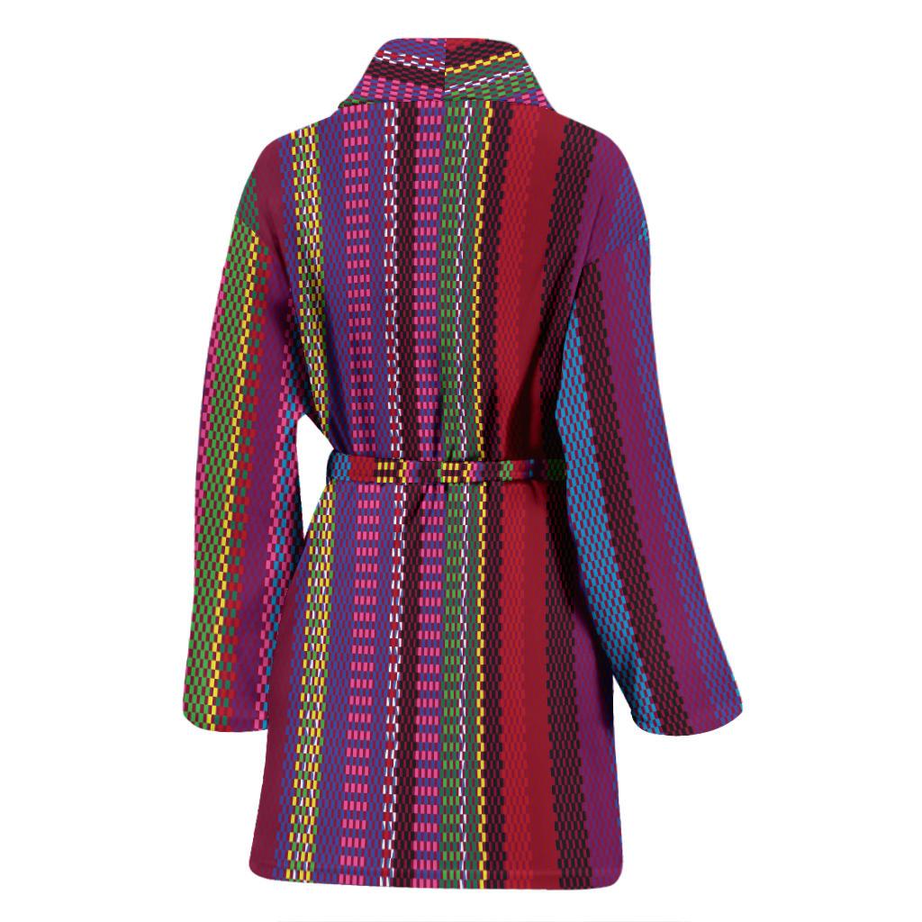 Serape Stripe Print Women Bath Robe-JTAMIGO.COM