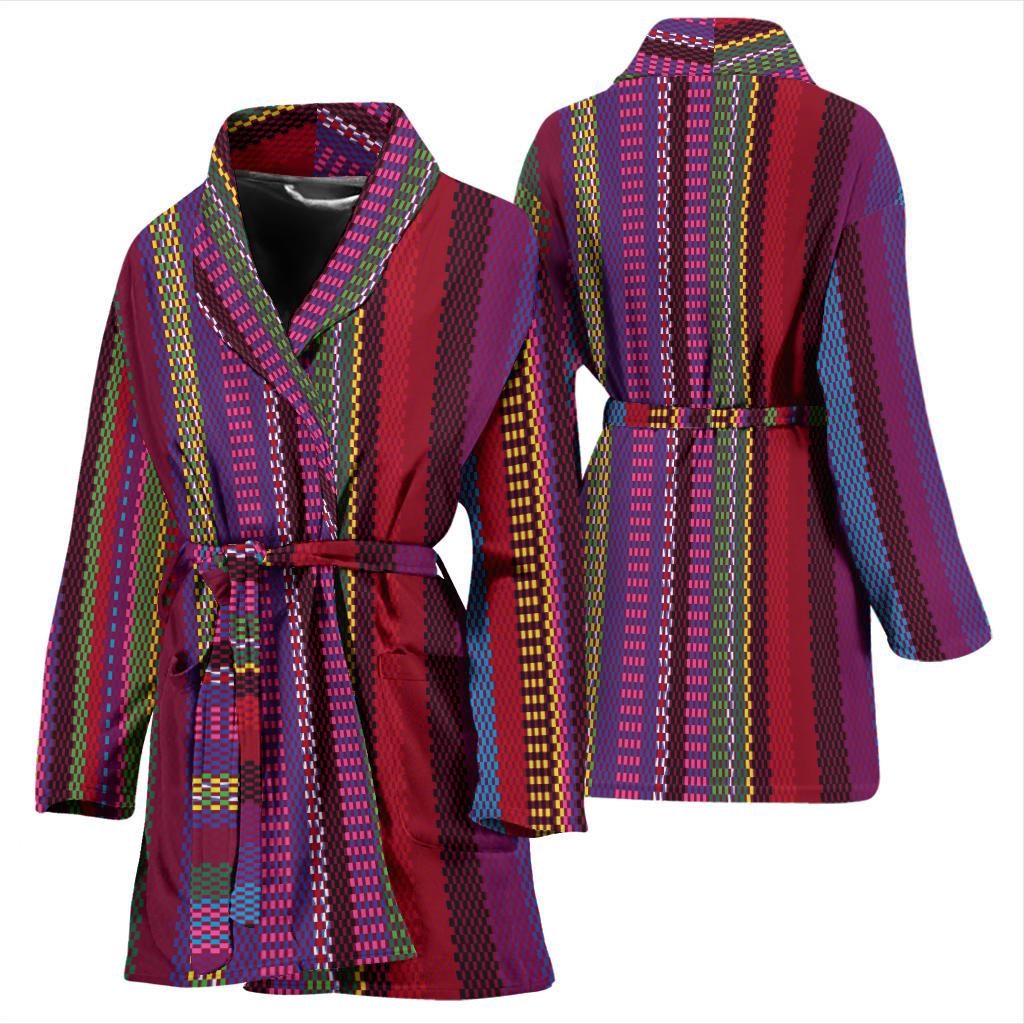 Serape Stripe Print Women Bath Robe-JTAMIGO.COM