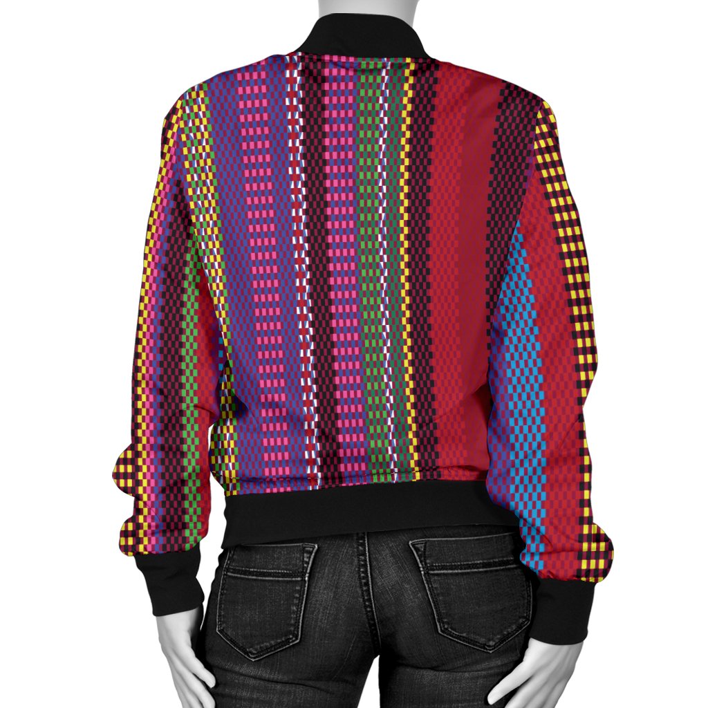 Serape Stripe Print Women Casual Bomber Jacket