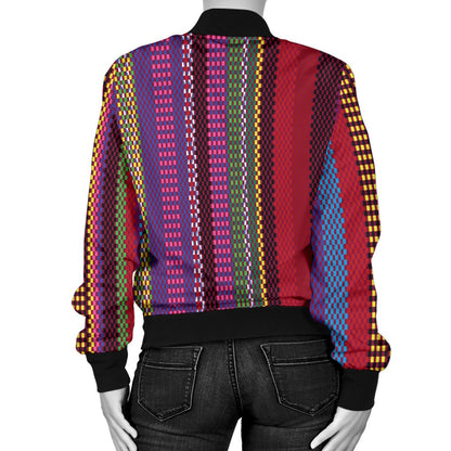 Serape Stripe Print Women Casual Bomber Jacket