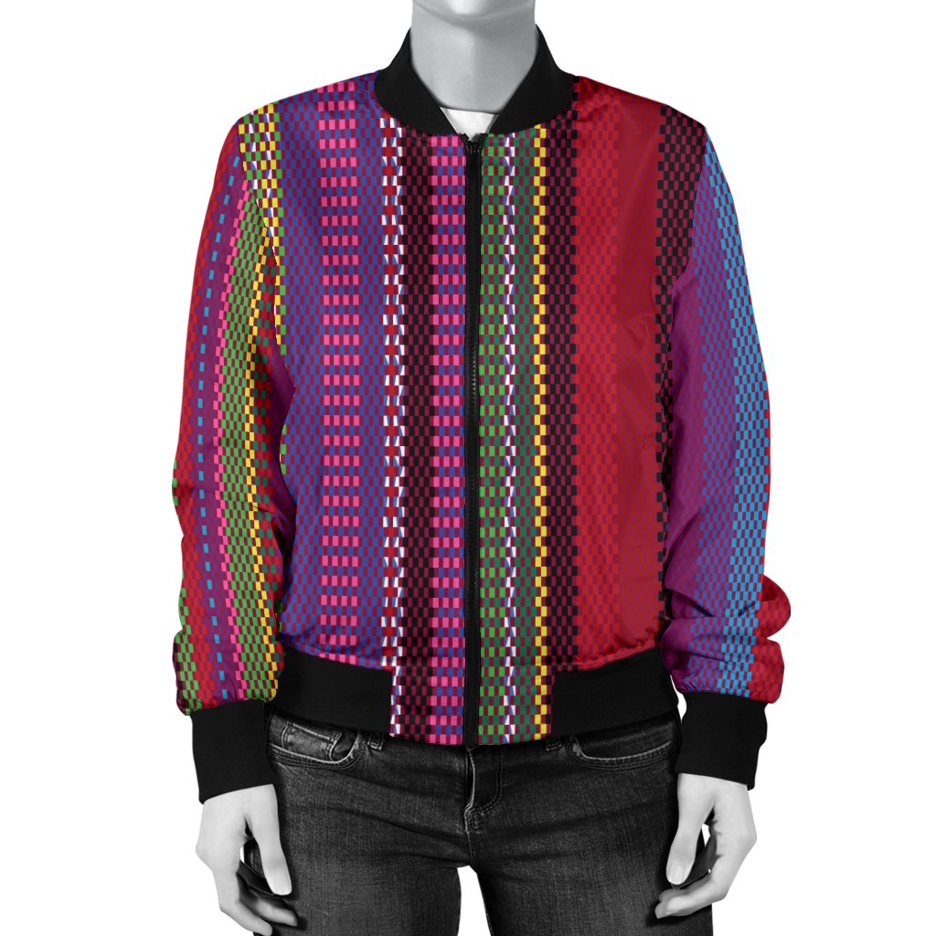 Serape Stripe Print Women Casual Bomber Jacket