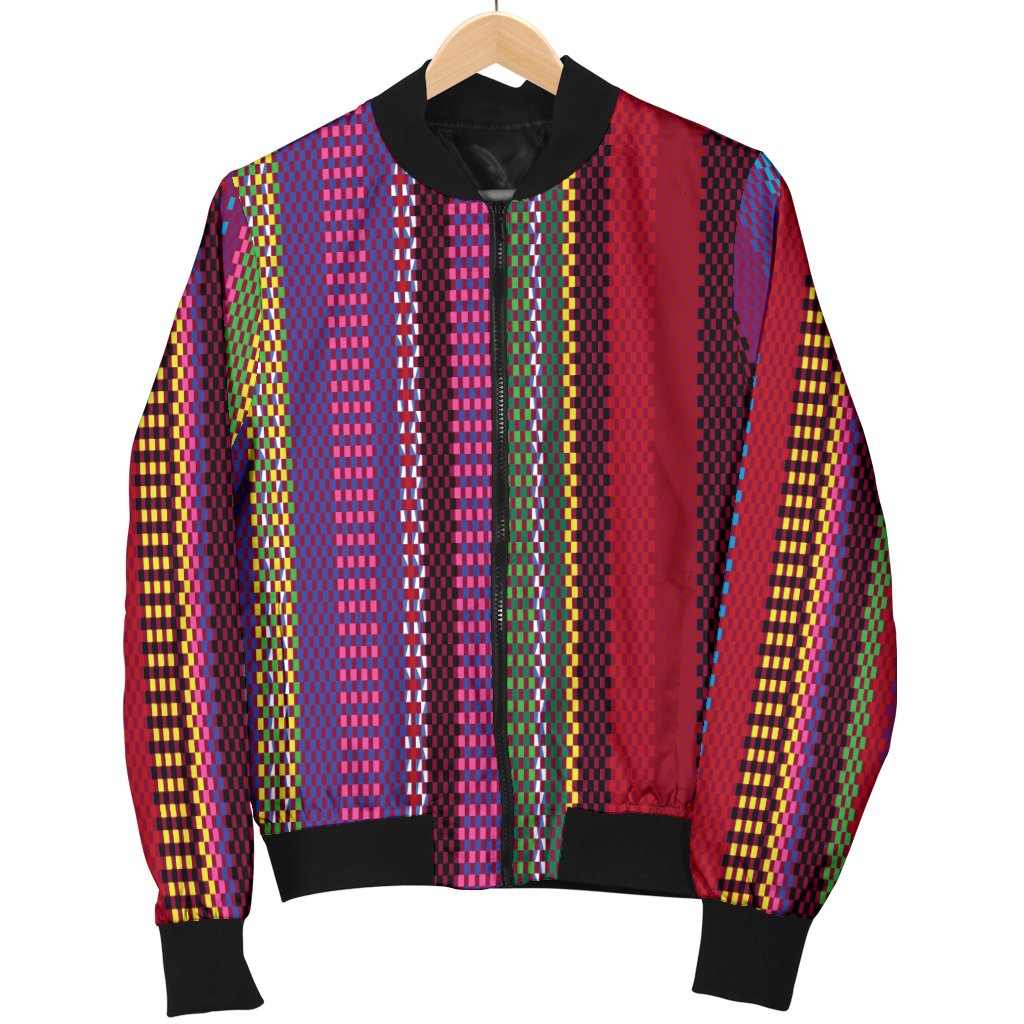 Serape Stripe Print Women Casual Bomber Jacket
