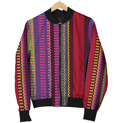 Serape Stripe Print Women Casual Bomber Jacket