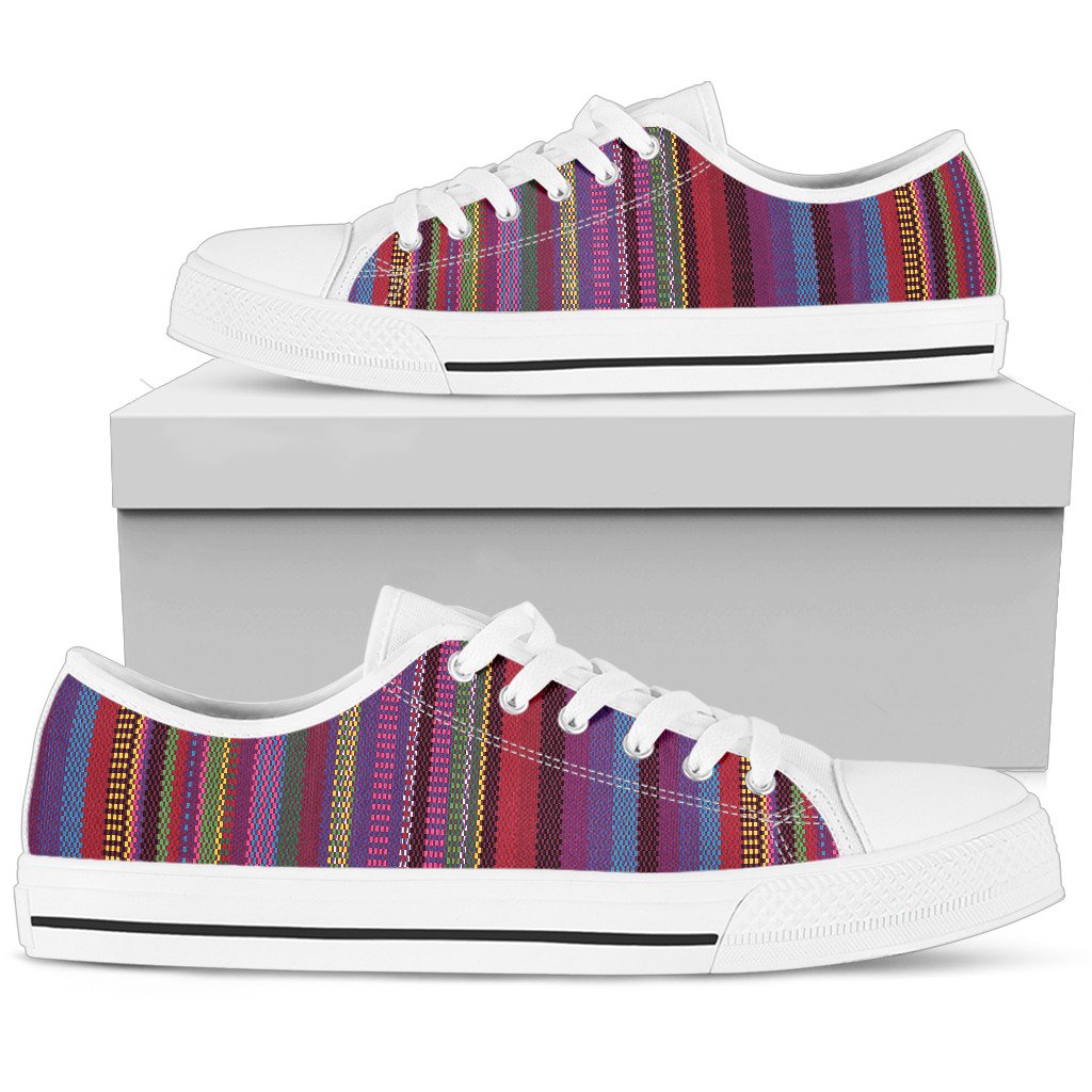 Serape Stripe Print Women Low Top Shoes-JTAMIGO.COM
