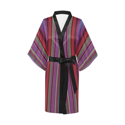 Serape Stripe Print Women Short Kimono Robe