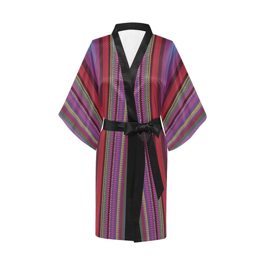 Serape Stripe Print Women Short Kimono Robe