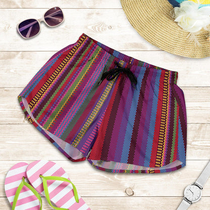 Serape Stripe Print Women Shorts-JTAMIGO.COM