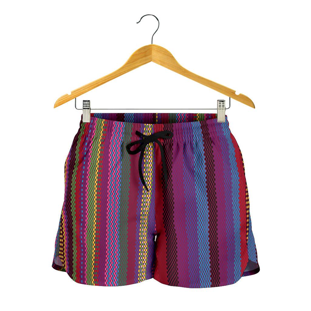 Serape Stripe Print Women Shorts-JTAMIGO.COM