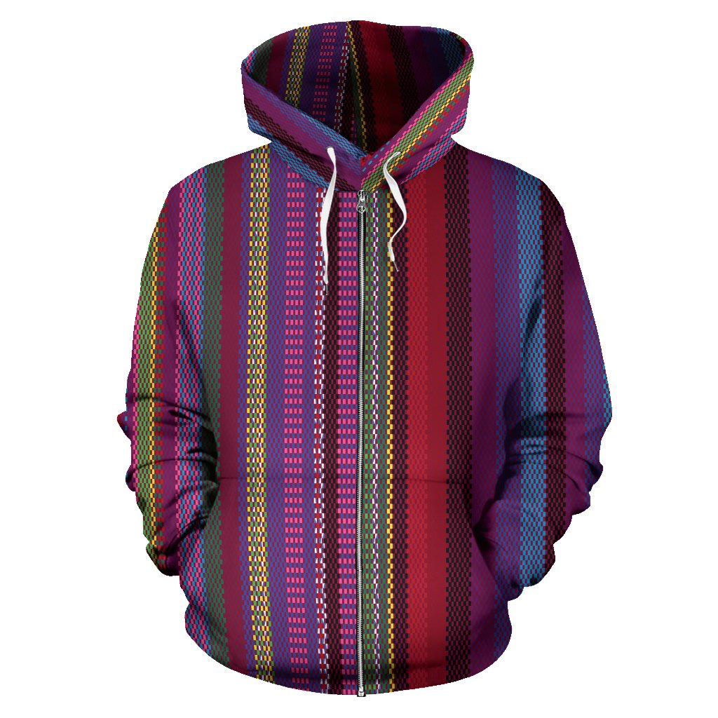 Serape Stripe Print Zip Up Hoodie