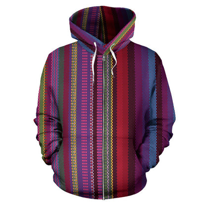 Serape Stripe Print Zip Up Hoodie