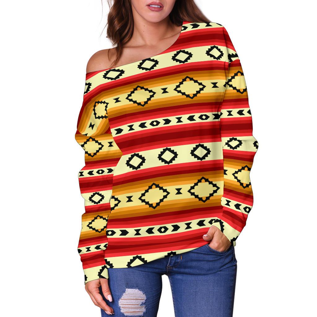 Serape Themed Off Shoulder Sweatshirt