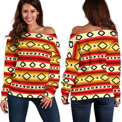 Serape Themed Off Shoulder Sweatshirt