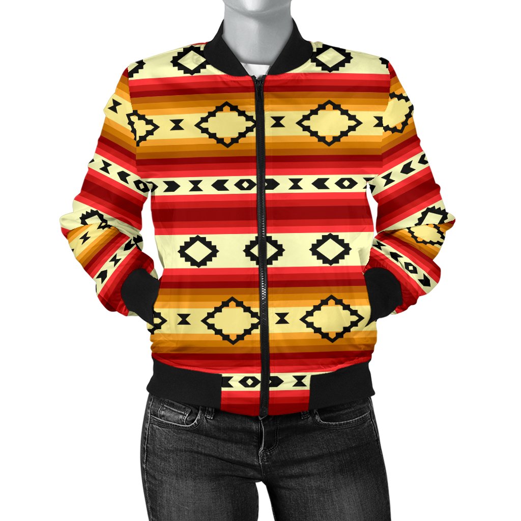 Serape Themed Women Casual Bomber Jacket