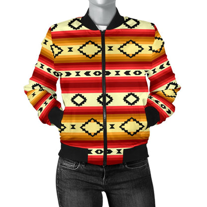 Serape Themed Women Casual Bomber Jacket