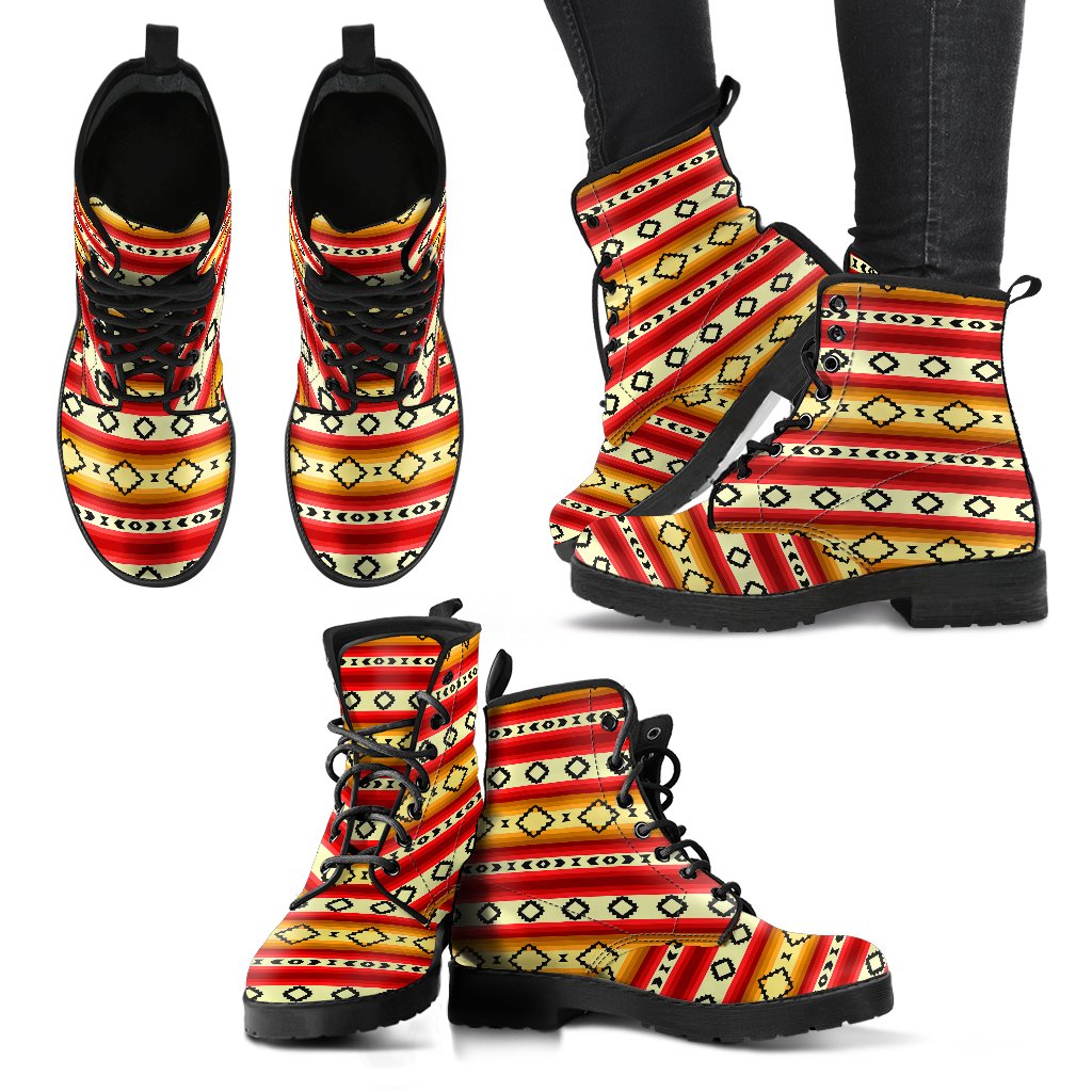 Serape Themed Women Leather Boots-JTAMIGO.COM