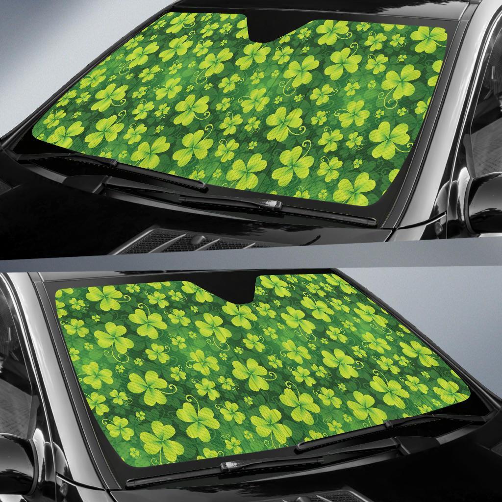 Shamrock Clover Print Car Sun Shade For Windshield