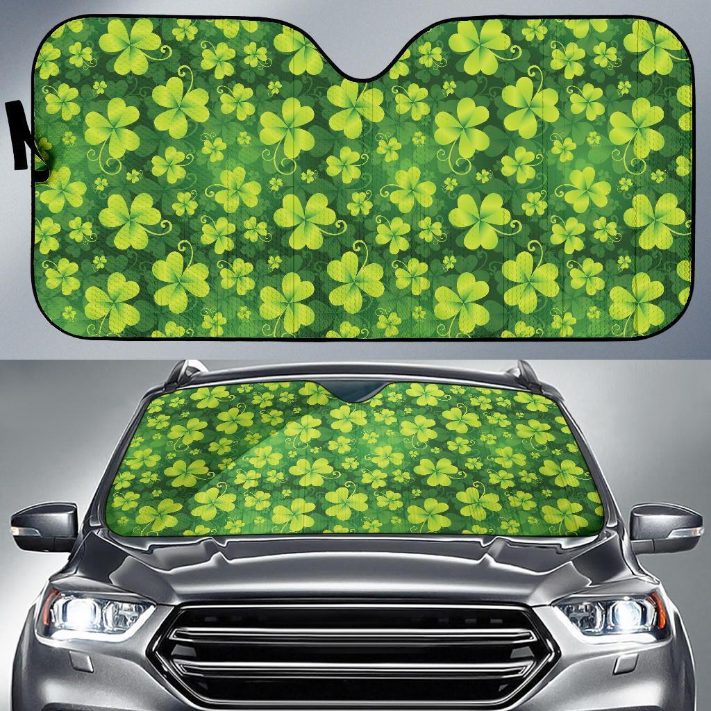Shamrock Clover Print Car Sun Shade For Windshield