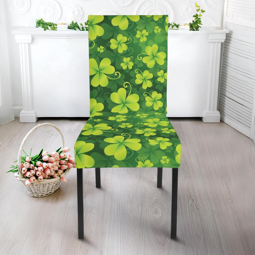 Shamrock Clover Print Dining Chair Slipcover-JTAMIGO.COM