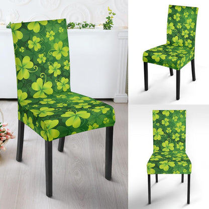 Shamrock Clover Print Dining Chair Slipcover-JTAMIGO.COM