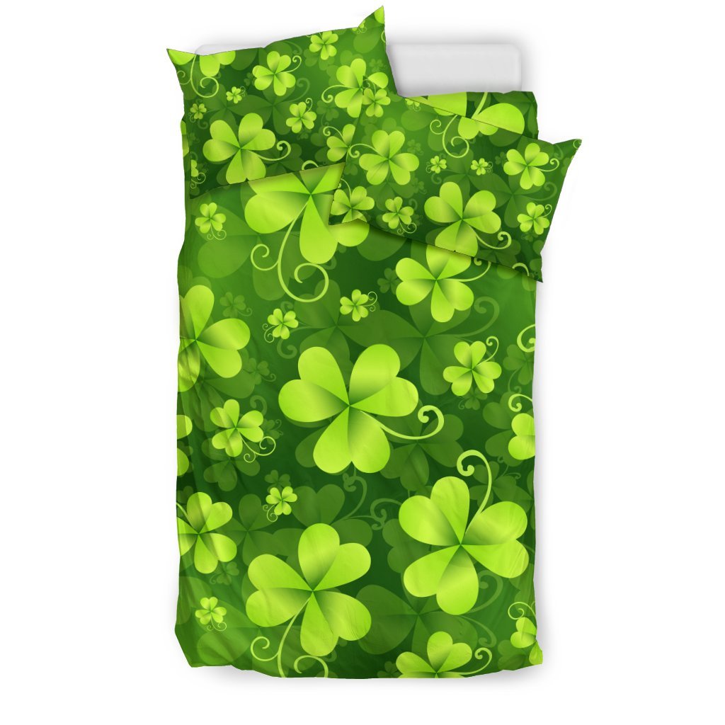 Shamrock Clover Print Duvet Cover Bedding Set
