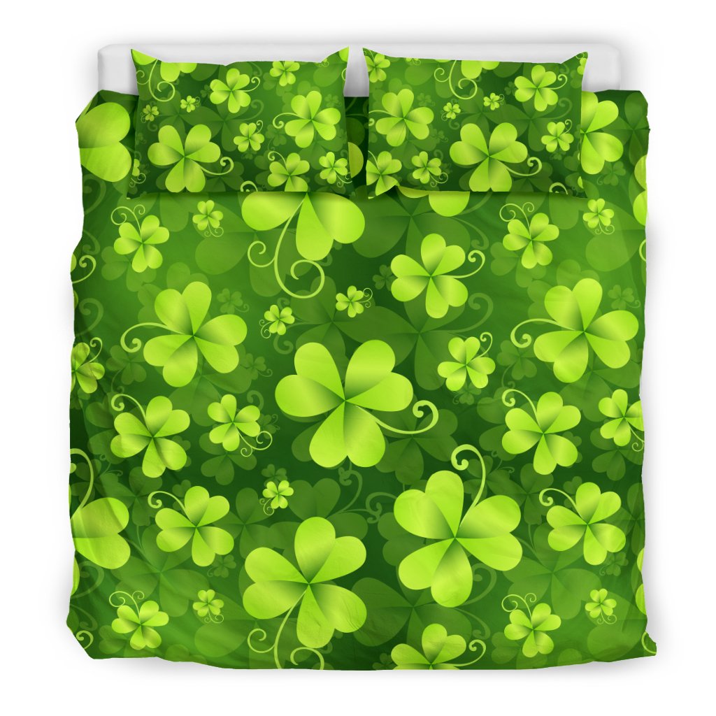 Shamrock Clover Print Duvet Cover Bedding Set
