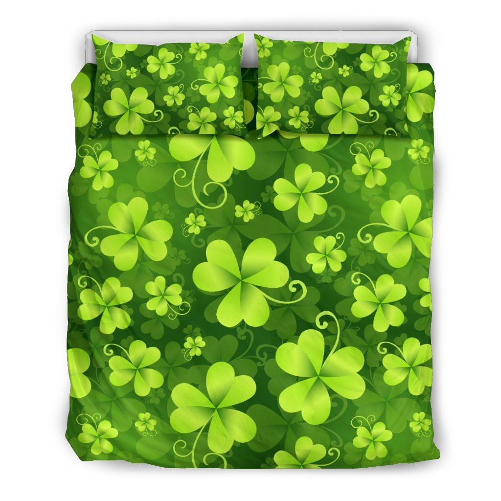 Shamrock Clover Print Duvet Cover Bedding Set