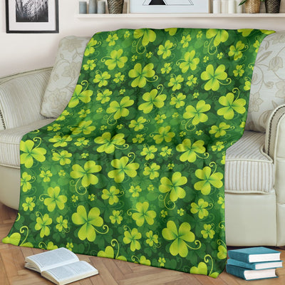 Shamrock Clover Print Fleece Blanket