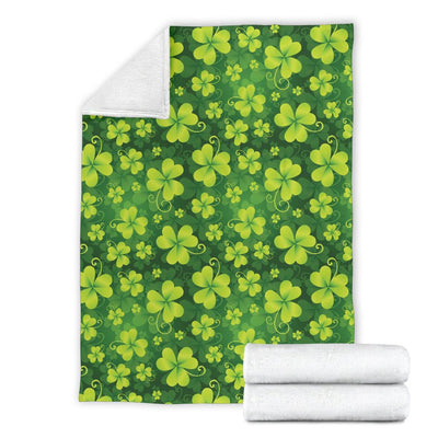 Shamrock Clover Print Fleece Blanket