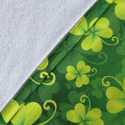 Shamrock Clover Print Fleece Blanket