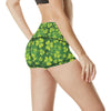 Shamrock Clover Print High Waisted Spandex Shorts-JTAMIGO.COM