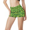 Shamrock Clover Print High Waisted Spandex Shorts-JTAMIGO.COM