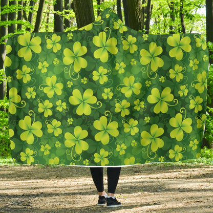 Shamrock Clover Print Hooded Blanket-JTAMIGO.COM