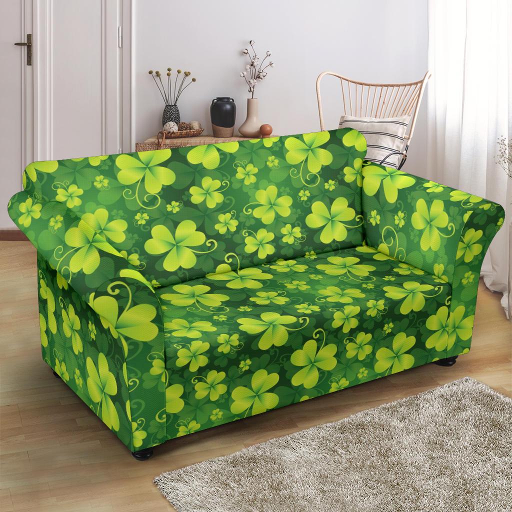Shamrock Clover Print Loveseat Slipcover-JTAMIGO.COM