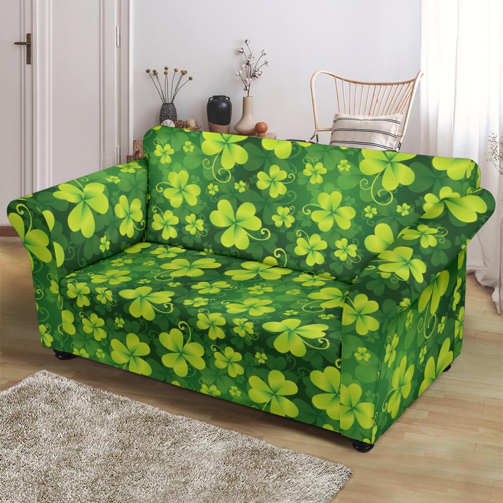 Shamrock Clover Print Loveseat Slipcover-JTAMIGO.COM