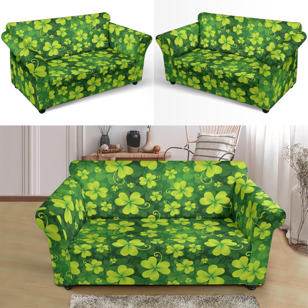 Shamrock Clover Print Loveseat Slipcover-JTAMIGO.COM