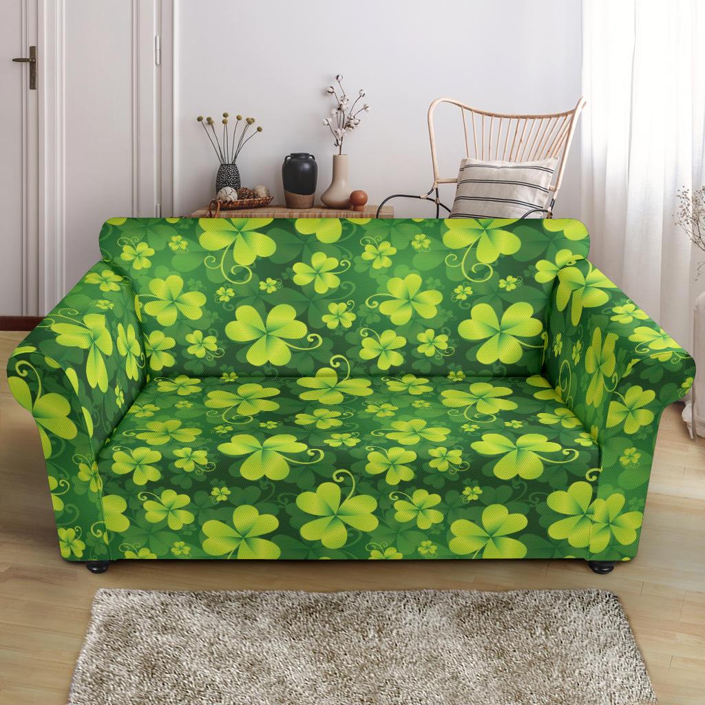 Shamrock Clover Print Loveseat Slipcover-JTAMIGO.COM