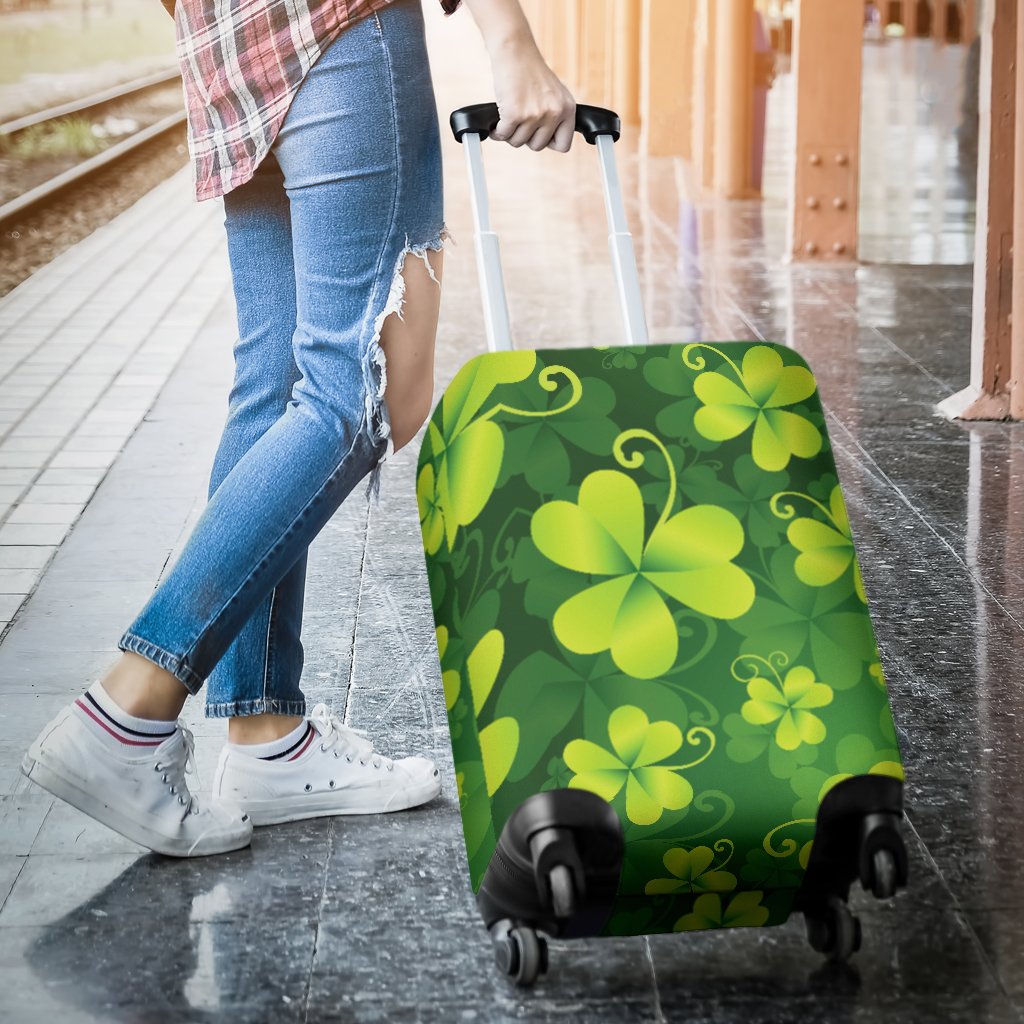 Shamrock Clover Print Luggage Cover Protector