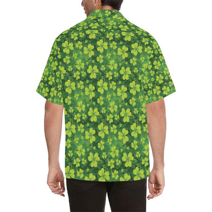 Shamrock Clover Print Men Aloha Hawaiian Shirt