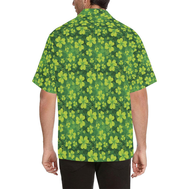 Shamrock Clover Print Men Aloha Hawaiian Shirt